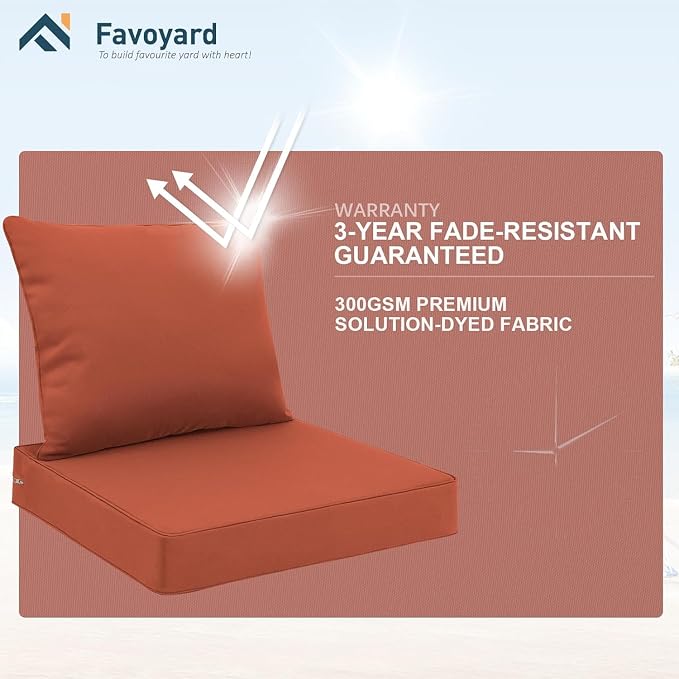 Favoyard Outdoor Seat Cushion Set 19 x 19 Inch Waterproof & Fade Resistant - Image 5