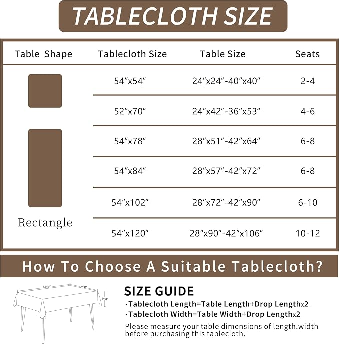 Rectangle Table Cloth, 100% Waterproof Tablecloth OilProof SpillProof Vinyl - Image 5