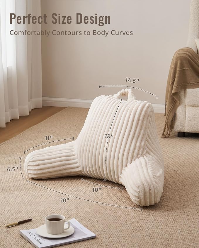 Blissful Diary Reading Pillow for Sitting in Bed, Flannel Back Pillow Bed - Image 5