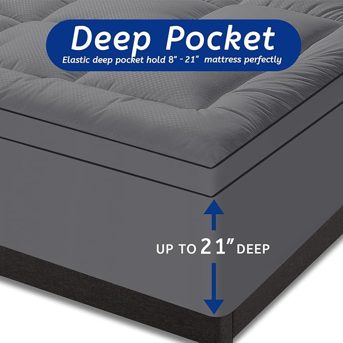 Full Size Mattress Topper for Back Pain, Cooling Extra Thick Mattress Pad Cover - Image 5