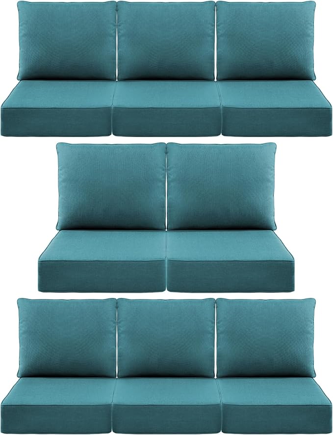 Luxury 6" Outdoor Cushions for Patio Furniture, Fade Resistant Couch Chair by Pugire