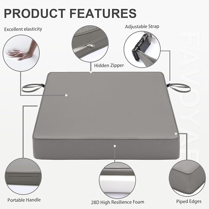 Favoyard Patio Chair Cushions 19 x 19 x 3 Inch Waterproof Outdoor Seat Cushions - Image 6