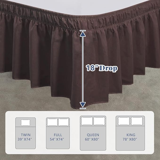 Queen Bed Skirt, Elastic Wrap Around Bed Skirt Queen Size, Bed Skirts - Image 2