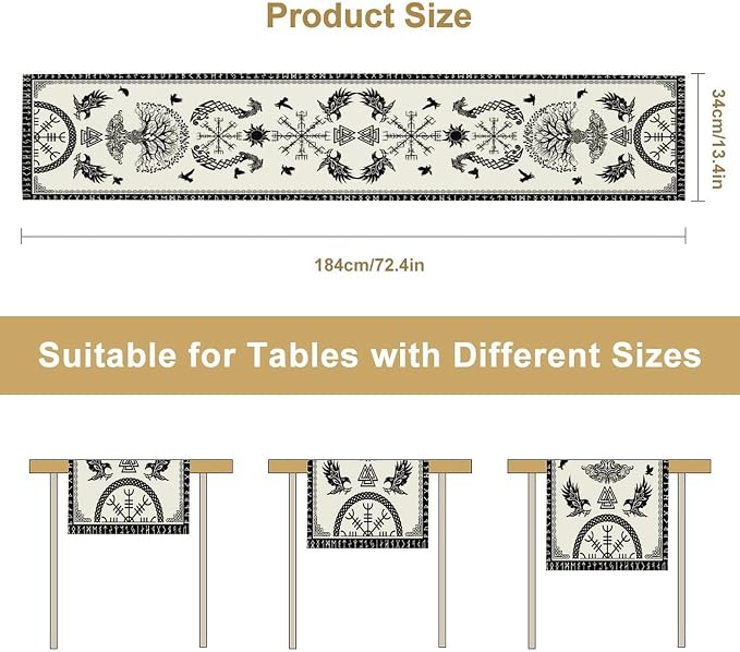 Viking Tree of Life Table Runner, Raven Helmet of Awe Seasonal Table Runner - Image 7