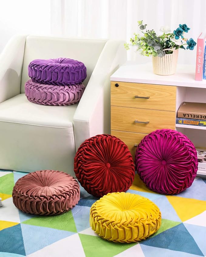 HLOVME Throw Pillow for Couch Decorative 3D Pumpkin Round Velvet Cushion for - Image 5