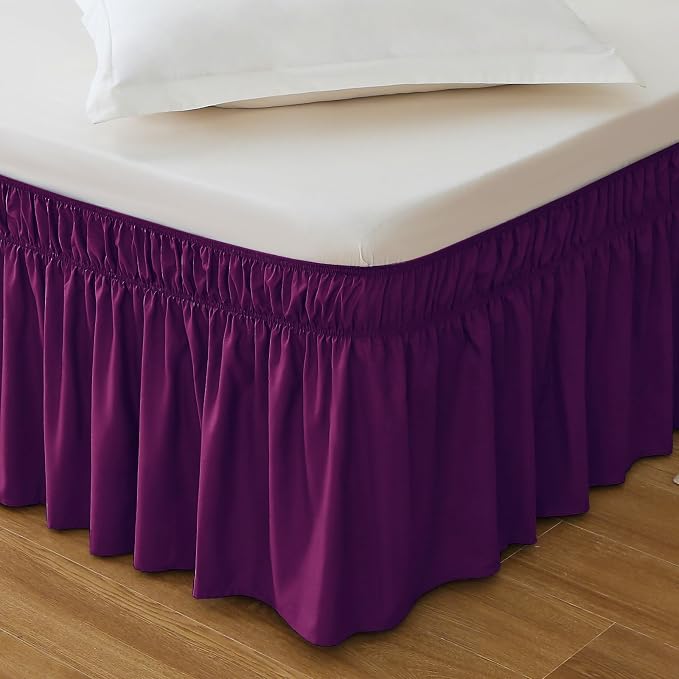 MEILA Wrap Around Bed Skirt Three Fabric Sides Elastic Dust Ruffled 24 Inch by MEILA