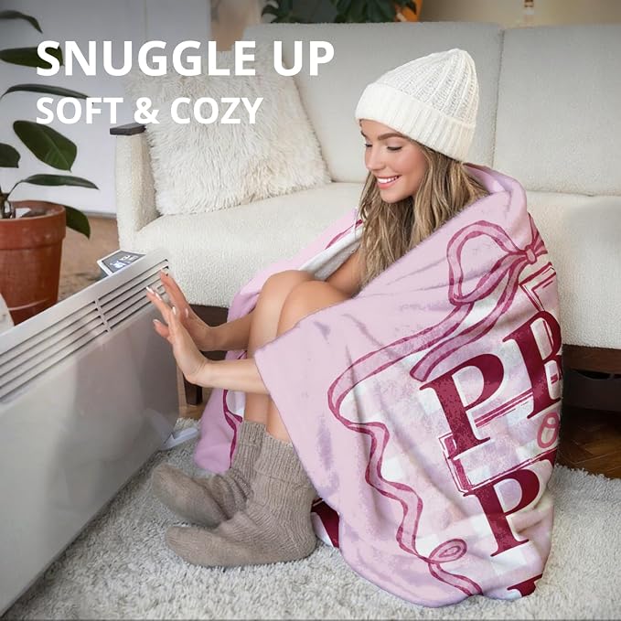 Pink Christian Blanket, Coquette Pink Bow Bible Verse Throw Blankets - Image 5