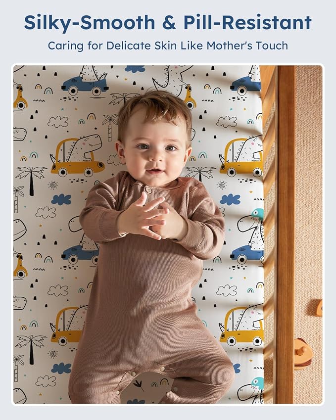 Pack and Play Sheets Fitted 3 Pack, Mini Crib Sheets - Image 2
