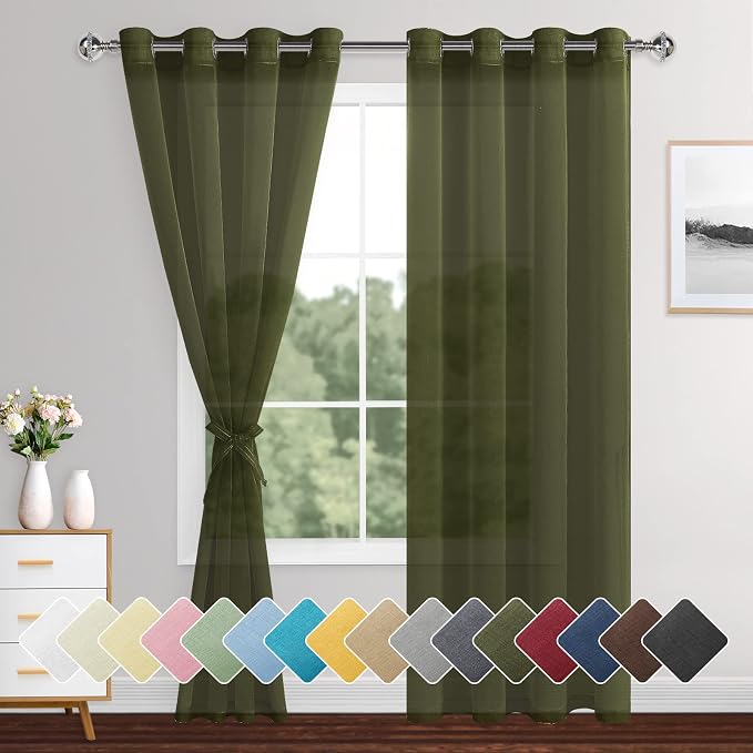 XWZO Sheer Curtains 84 Inches Length 2 Panels by XWZO