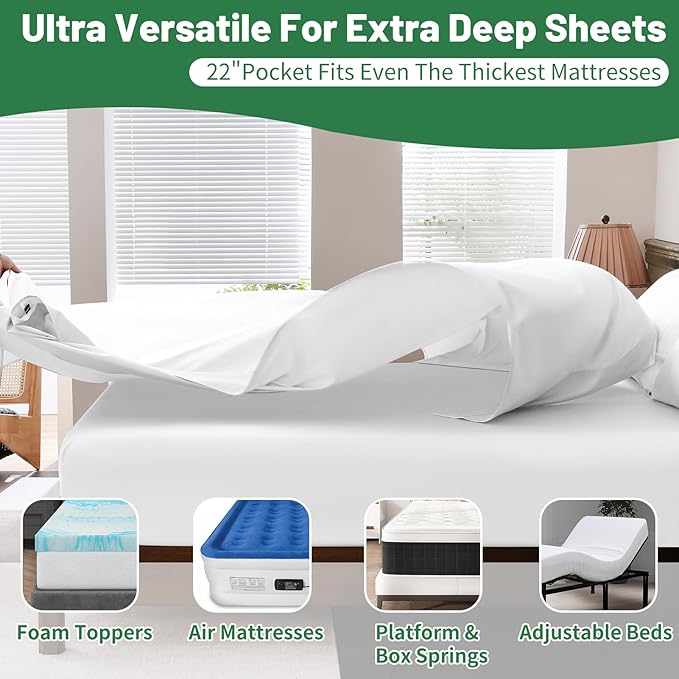 Extra Deep Pocket King Sheets 18-24 Inch 1000 Thread Count 100% Egyptian Cotton - Image 4