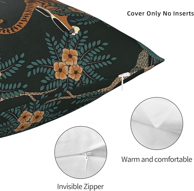 NBFKDO Pillow Cover, Tiger and Peacock Throw Pillow Case Modern Cushion Cover - Image 4