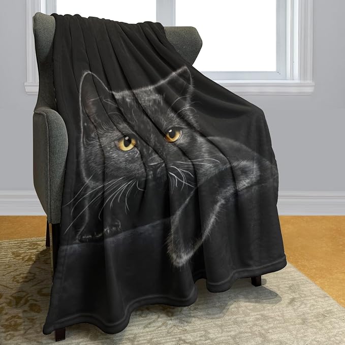 HommomH Black Cat Blanket for Women Girls, Cat Lover Gifts, Soft Fleece Throw - Image 2