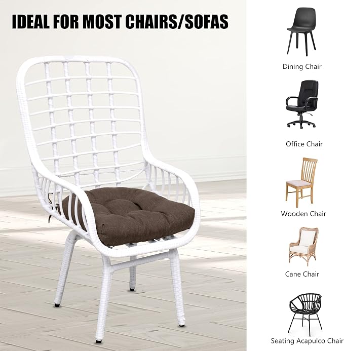 RACE LEAF 19" x 19" Patio Chair Seat Pads Brown - Image 7
