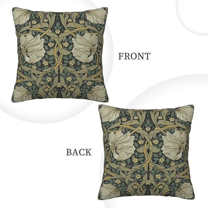 William Morris Green Vintage Floral Pimpernel Design 18x18 inches Throw Pillow - Image 2