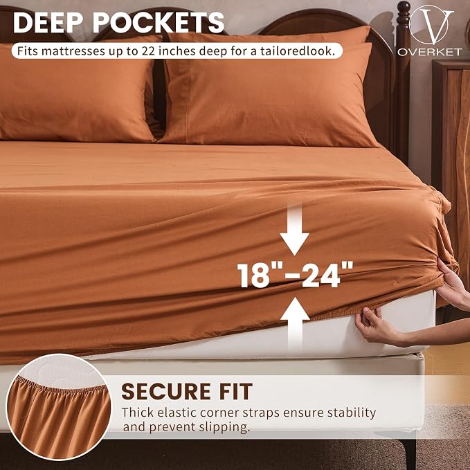 100% Linen Sheet Set Queen Size Extra Deep Pocket Fits 18-24 Inch Mattress - Image 2