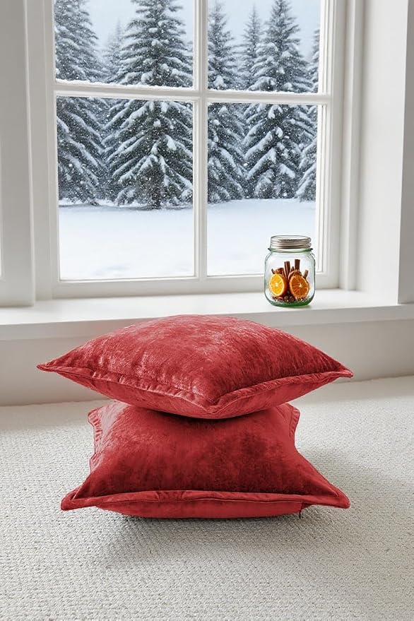 Luxurious Velvet Euro Shams Decorative Throw Pillow Covers 26x26 Set of 2 Solid - Image 6
