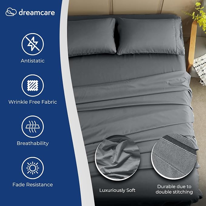 DREAMCARE Full Size Sheets – 4 pcs Cooling Sheets – up to 21” Deep Full Sheet - Image 2