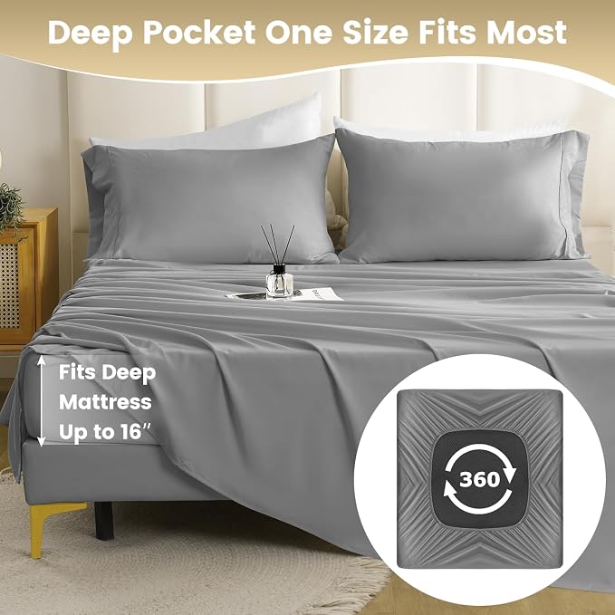 Full Sheet Set - 4 Piece Silky Soft Breathable Bed Sheet & Pillowcase Set - Image 5
