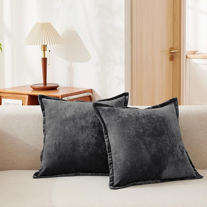 Luxurious Velvet Throw Pillow Covers 20x20 Set of 2 Decorative Pillow Covers by COCOPLOCEUS