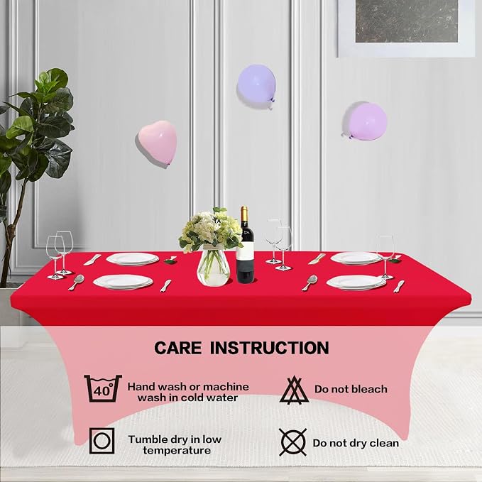 IVAPUPU 2 Pack 6FT Table Cloth for Rectangular Fitted Events Stretch Red Table - Image 6