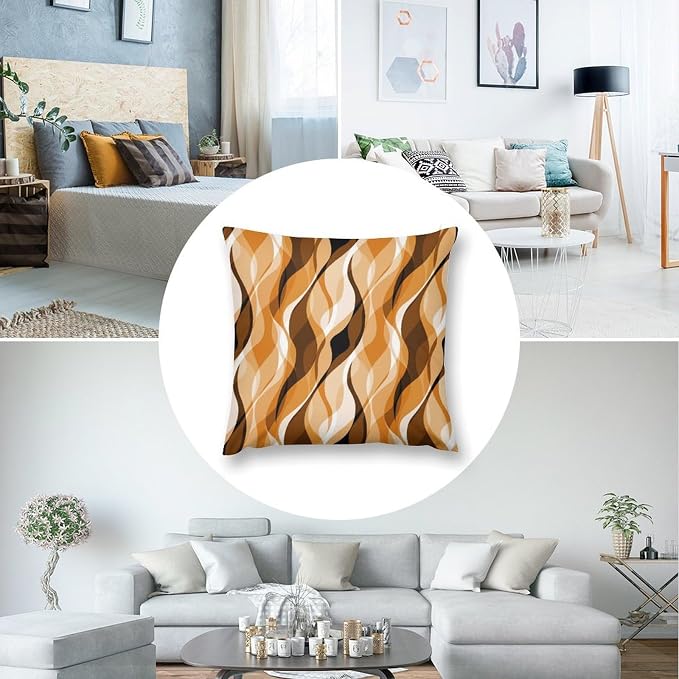 Orange Throw Pillow Covers Modern Abstract Burnt Orange Striped Decorations - Image 6