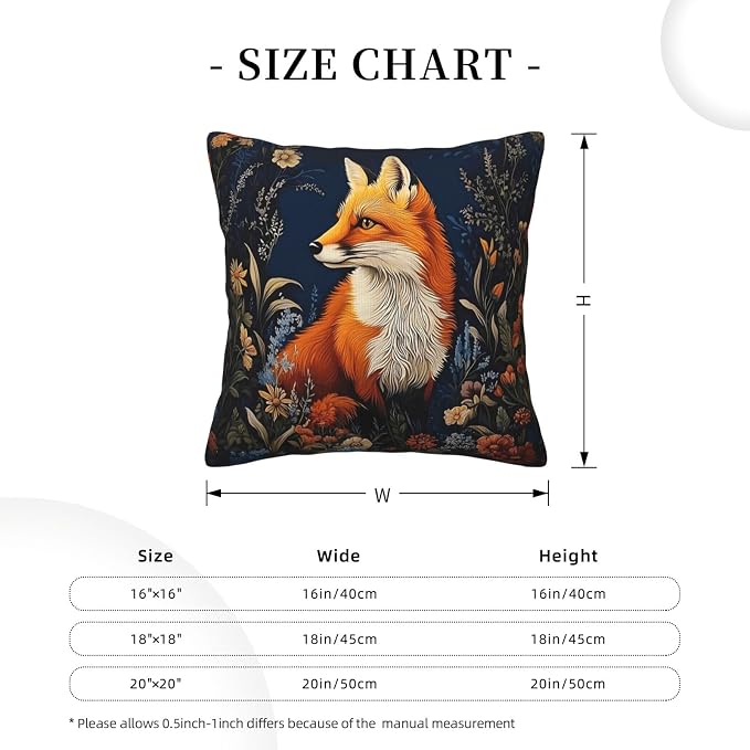 William Morris Abstract Vintage Floral Fox Design 18x18 inches Throw Pillow - Image 3