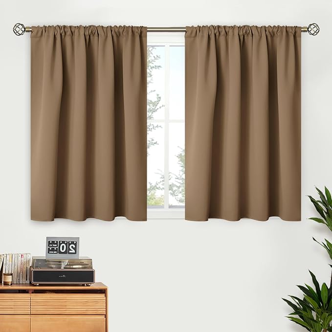 BGment Taupe Blackout Kitchen Curtains 36 Inches Length by BGment