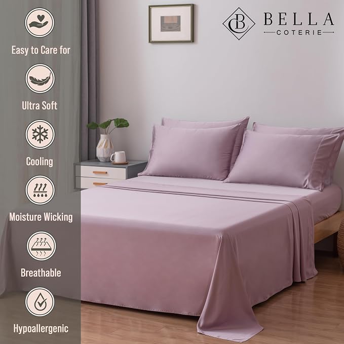 Bella Coterie 6 Piece Luxury Bamboo Viscose Queen Size Sheet Set | 100% - Image 2