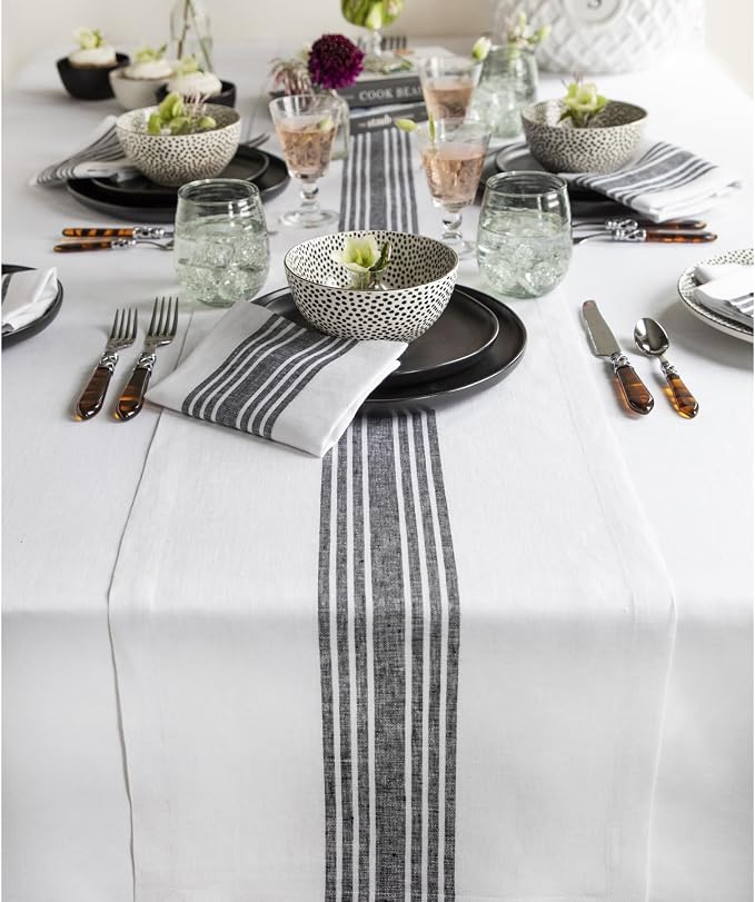 Solino Home Linen Striped Table Runner 48 Inches by SolinoHome