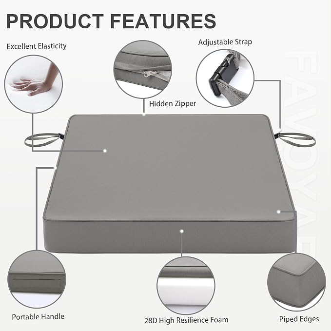 Favoyard Patio Chair Cushions 18.5 x 16 x 3 Inch Waterproof Outdoor Seat - Image 6