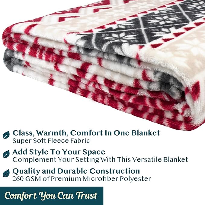 PAVILIA Christmas Throw Blanket | Holiday Christmas Red Fleece Blanket | Soft - Image 8