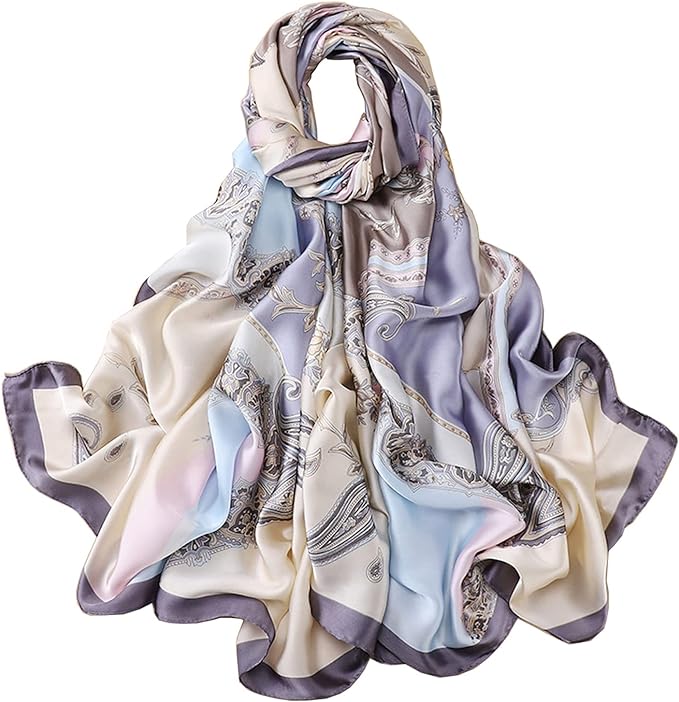 Fashion Scarves Scarf 100% Silk Feeling Scarf Silk Like Scarves Long by Myneiyi