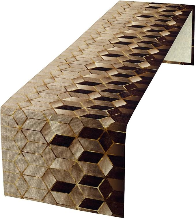Geometric Marble Table Runner, 13x60 Inch by ShiTingYu