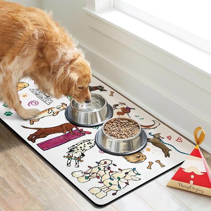 Dog Cat Food Mats for Floors, Absorbent Dog Bowl Mats for Food and Water - Image 2