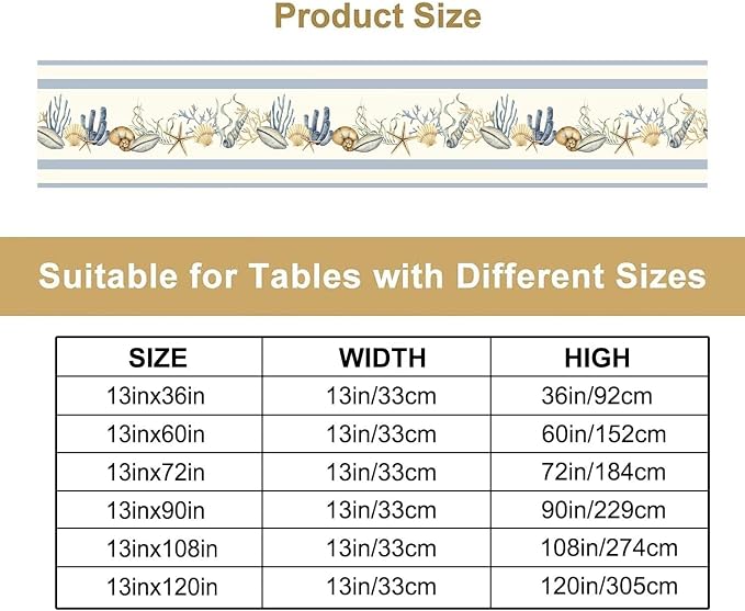 Sea Shell Starfish Table Runner Seasonal Spring Summer Tropical Ocean Table - Image 4
