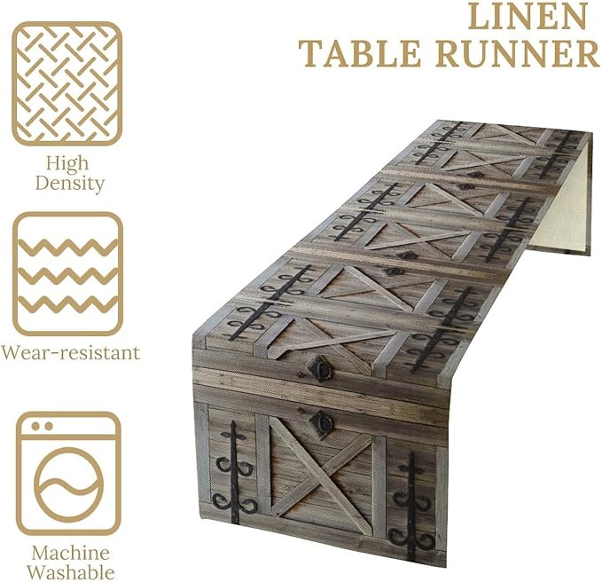 Rustic Barn Door Table Runner Vintage Farmhouse Country Wooden Cabin Western - Image 7