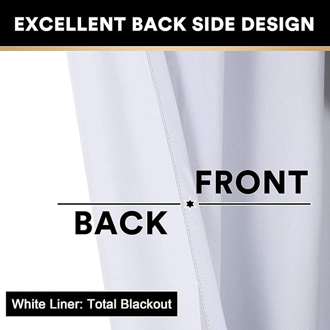 PrinceDeco Blackout Linen Texture Curtains 64 inches Length Natural Linen - Image 4