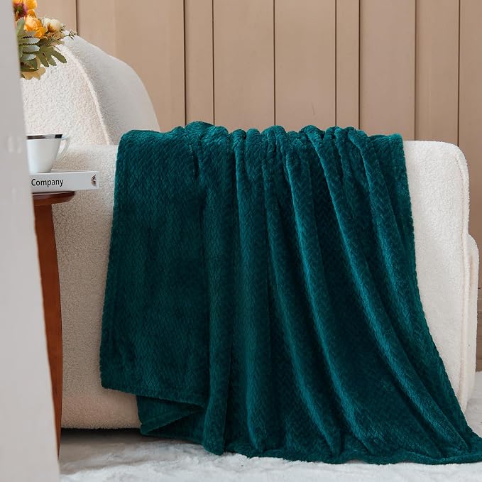 NEWCOSPLAY Super Soft Twin Blanket Dark Teal Premium Silky Flannel Fleece - Image 2