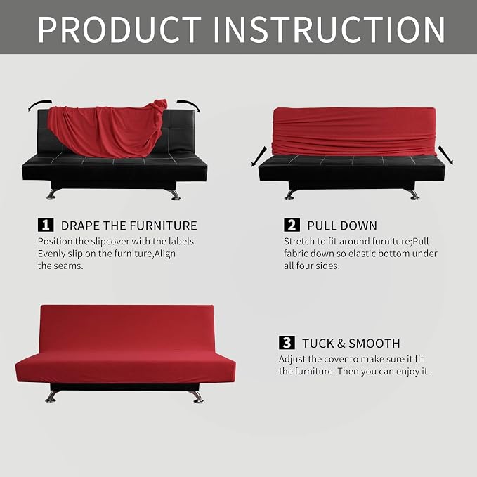 Easy-Going Stretch Futon Slipcover Armless Futon Bed Cover Furniture Protector - Image 5
