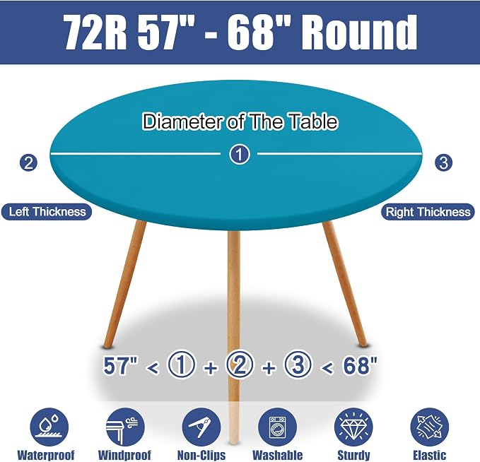 Round Spandex Tablecloth, Elastic Fitted Waterproof Tablecloths - Image 8