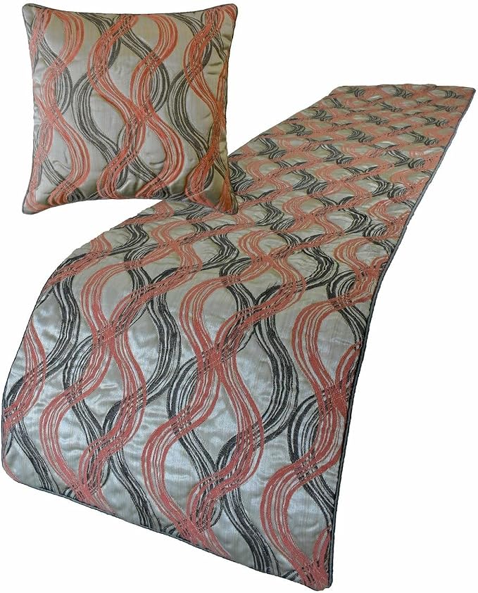 The HomeCentric King/Queen/Twin Orange Designer King 90"x18" Bed Runner - Image 4