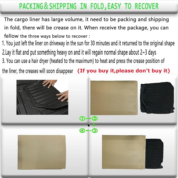 All Weather Rear Cargo Liners Trunk Tray Mats Protector Custom Compatible - Image 2
