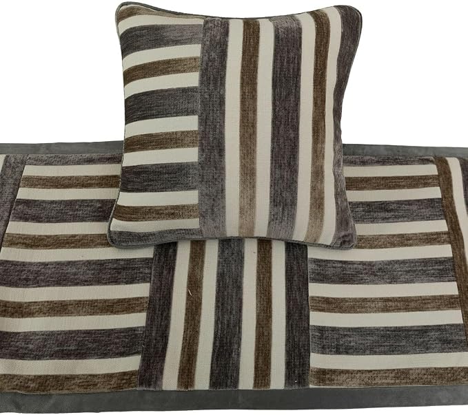The HomeCentric King/Queen/Twin Beige & Grey Decorative Full 68"x18" Bed Runner - Image 2