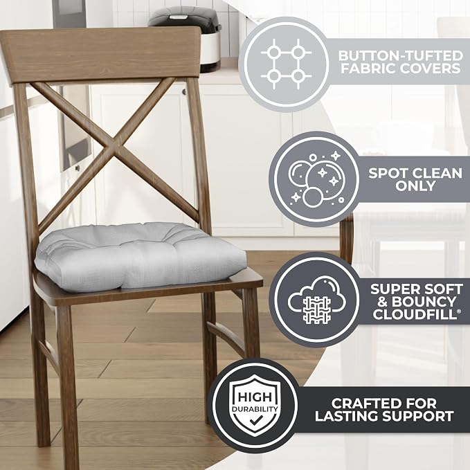 Klear Vu Gripper Overstuffed Universal Non-Slip Dining Chair Cushions - Image 2