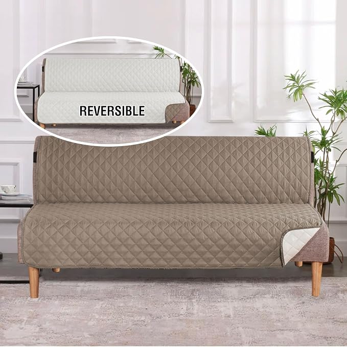 H.VERSAILTEX Reversible Futon Cover Water Repellent Armless Sofa Slipcover - Image 2