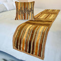 The HomeCentric King/Queen/Twin Gold & Brown Decorative Twin 53"x18" Bed Runner by TheHomeCentric