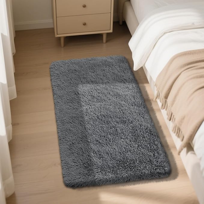 Fluffy Rug Shaggy Area Rug, Dark Grey 2x4 Area Rugs - Image 2