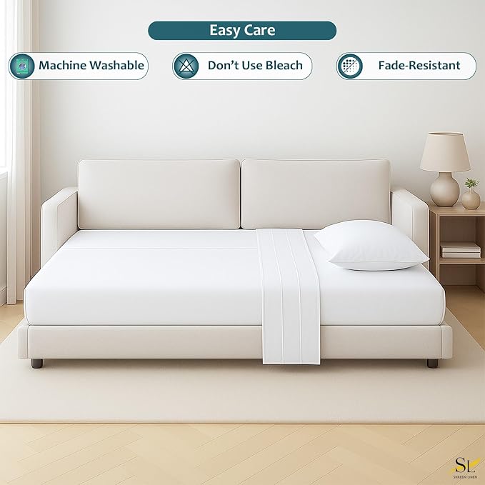 Luxury Queen Sleeper Sofa Bed Sheet Set, 100% Egyptian Cotton, 338 Thread Count - Image 6