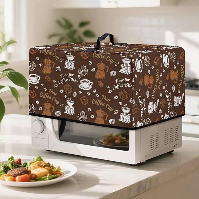 Microwave Oven Dust Cover, Coffee Heat-Resistant Waterproof Polyester Fabric - Image 3