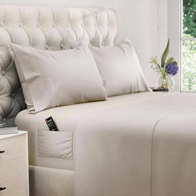 DREAMCARE King Size Sheets Set – 4 pcs Cooling Sheets – up to 21” Deep Pocket by DREAMCARE